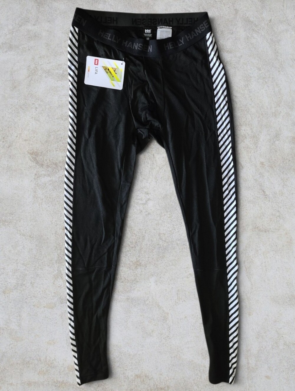 NWT Helly Hansen LIFA Active Base Layer Pants Black White Stripes S